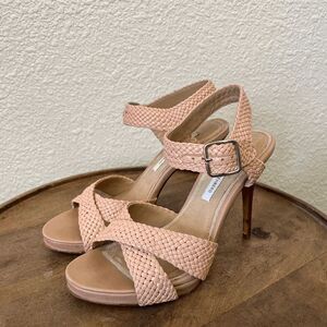 Diane Von Furstenberg Blush Pink Woven Heels Women's Size 7.5